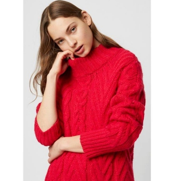 French Connection Sweaters - French Connection Nissa Chunky Cable-Knit Sweater In Barberry Womens Size S NWT
